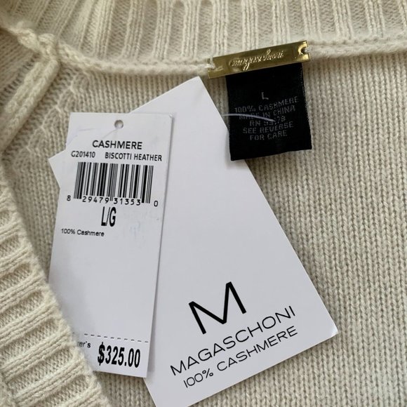 NWT Magaschoni 100% ivory cashmere button front cardigan size L - Picture 9 of 9